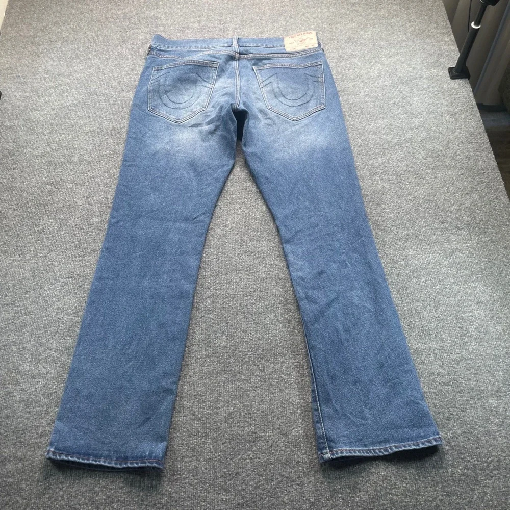 True Religion Ricky Relaxed Straight Jeans Mens 35 Blue Denim Pants